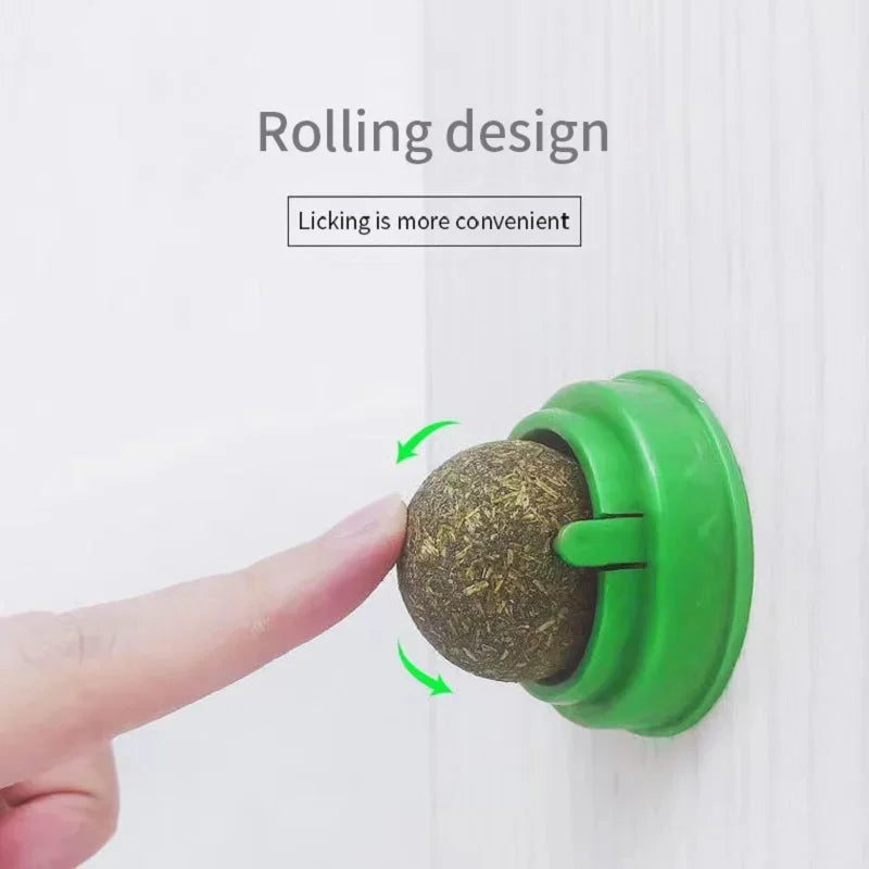 Catnip Ball Toy – Rotating Wall-Mounted Cat Enrichment Toy