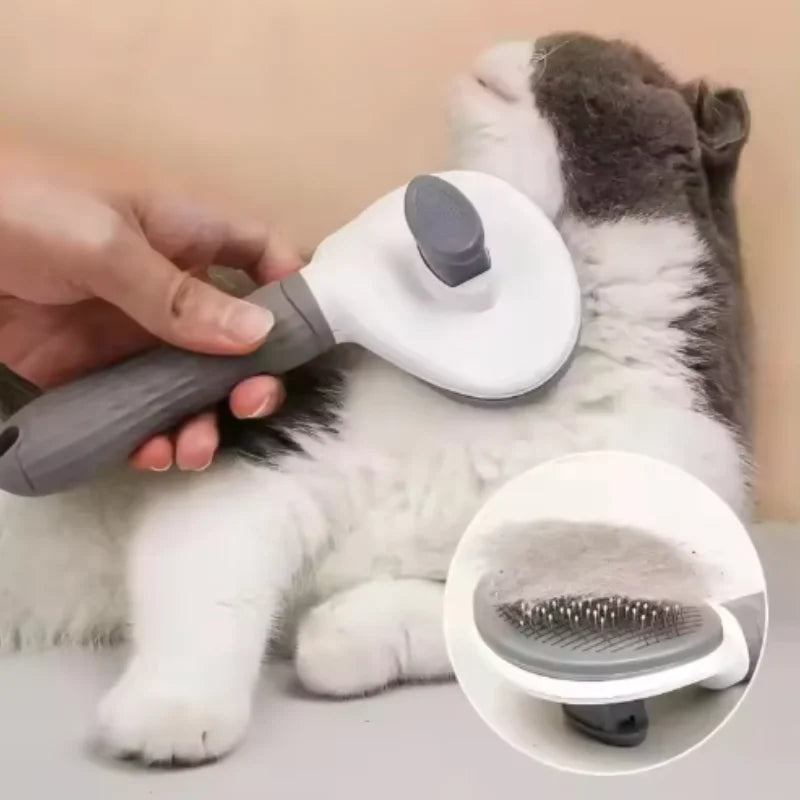 Self-Cleaning Cat Brush – Stainless Steel Grooming Comb for Cats & Dogs