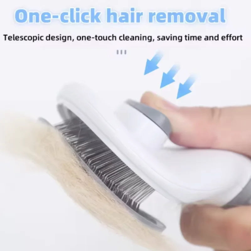 Self-Cleaning Cat Brush – Stainless Steel Grooming Comb for Cats & Dogs