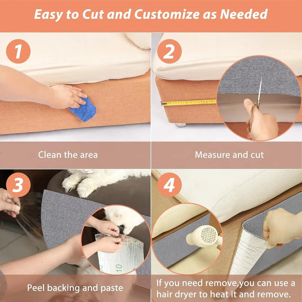 Self-Adhesive Cat Scratching Mat – Trimmable Furniture Protector